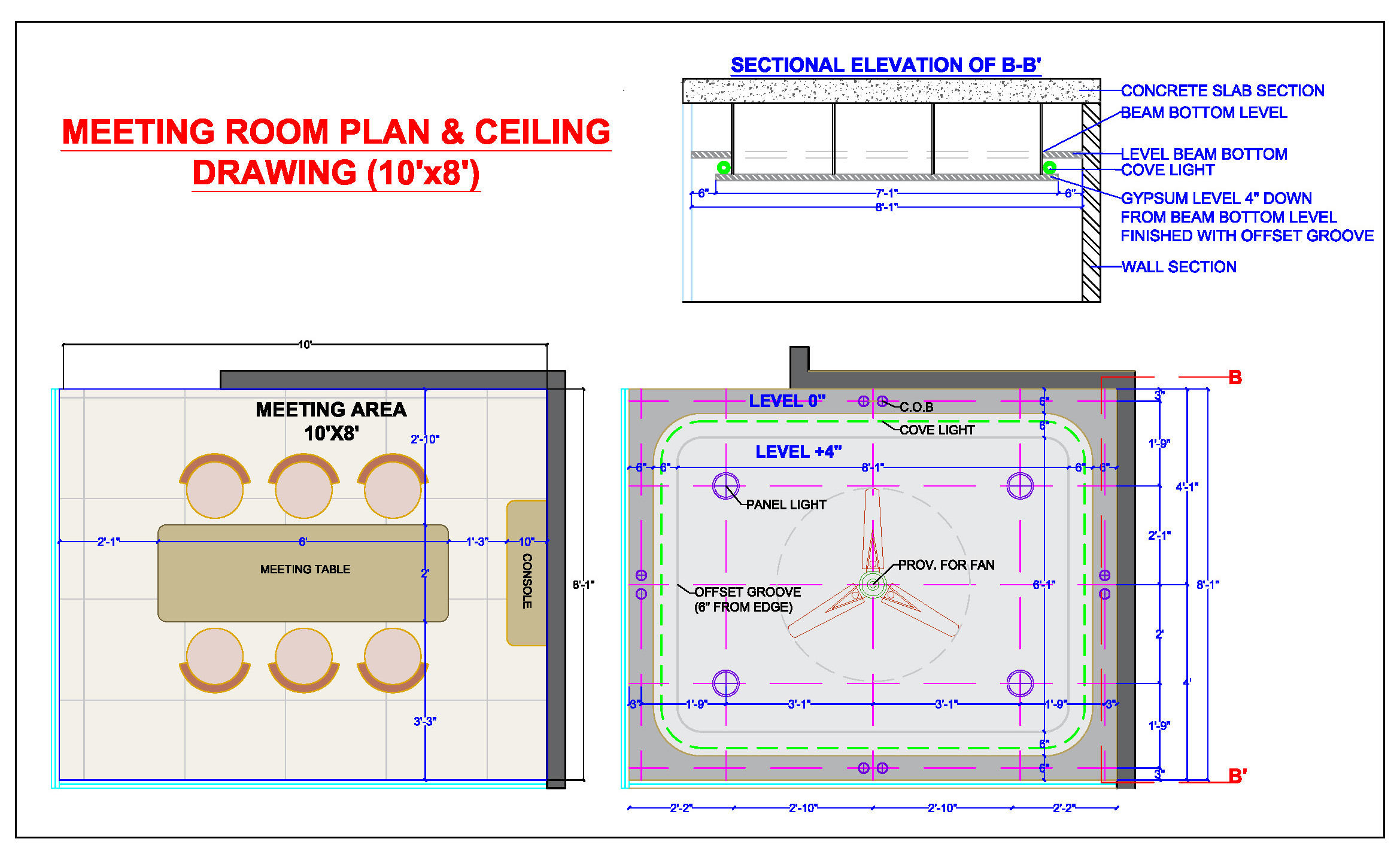 Meeting Room Layout and Ceiling Design in AutoCAD